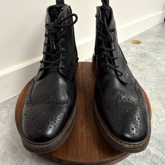 Moretti Black Leather Wingtip Boots - Picture 5 of 12